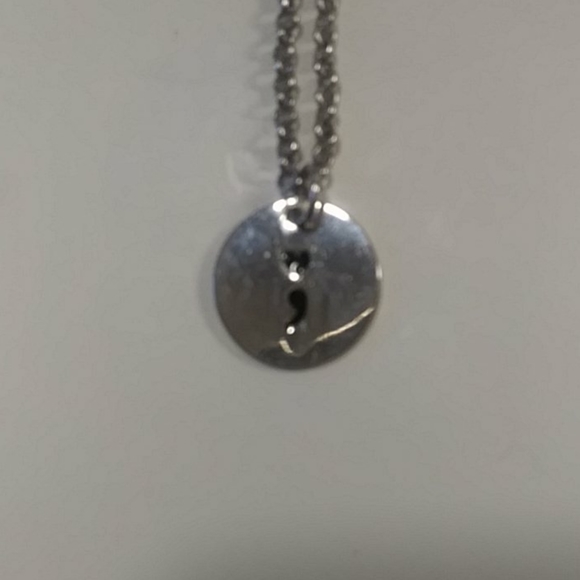Silver necklace with logo for suicide prevention. Reminder for you and others. - Picture 2 of 3